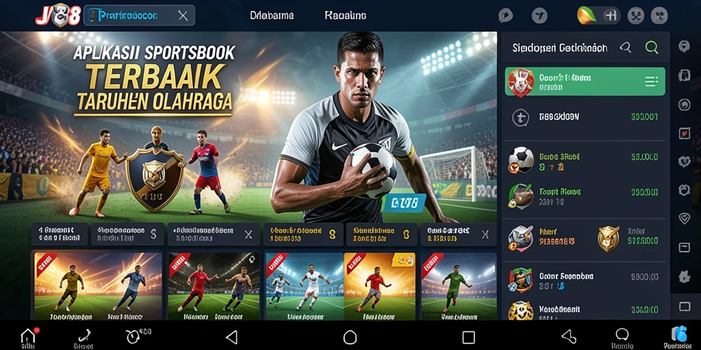 Tampilan gameplay Sportsbook yang menarik dan interaktif di JV88.