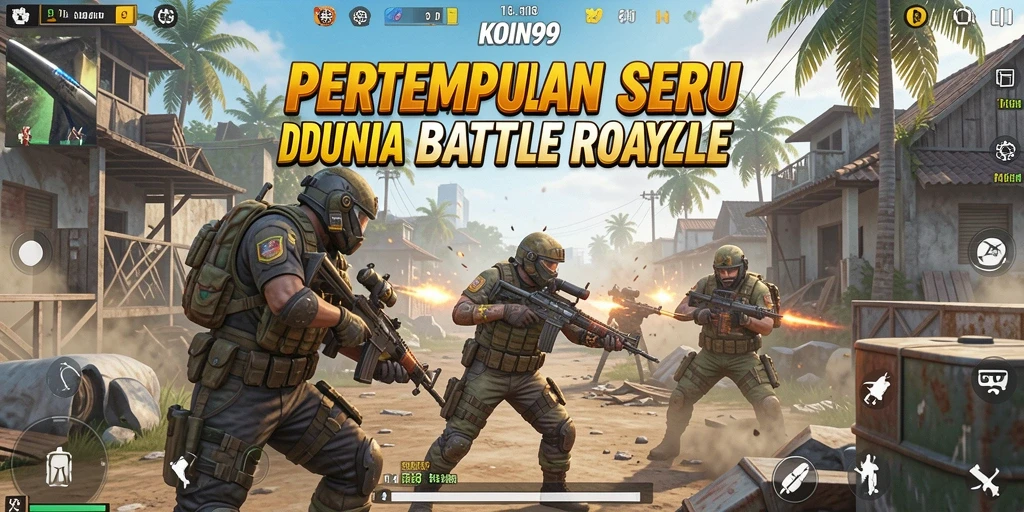 Tangkapan layar seru dari gameplay KOIN99 di arena Battle Royale.