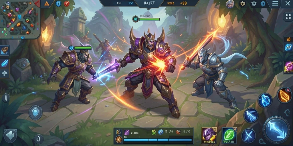 Tampilan seru dari gameplay MOBA MAJ777 yang mendebarkan.