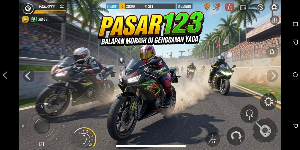 Tampilan gameplay PASAR123 dengan balapan motor yang mendebarkan.