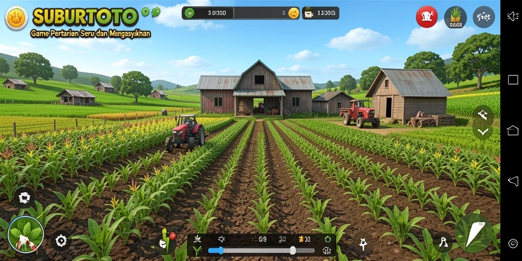 Tampilan gameplay menarik dari SUBURTOTO dengan elemen pertanian.