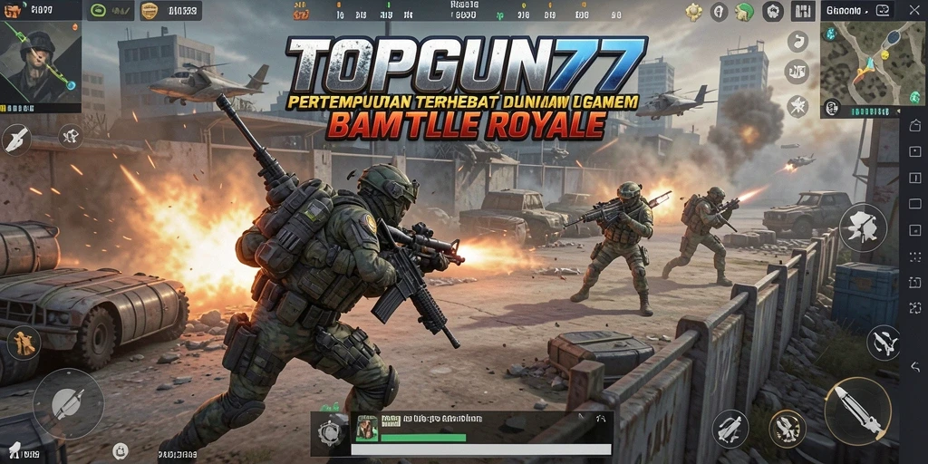 Gameplay intens dan mendebarkan dalam TOPGUN77 Battle Royale.