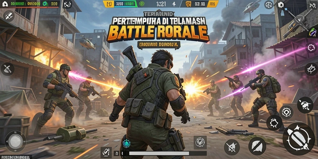 Gameplay V21 yang mendebarkan dalam pertempuran Battle Royale.